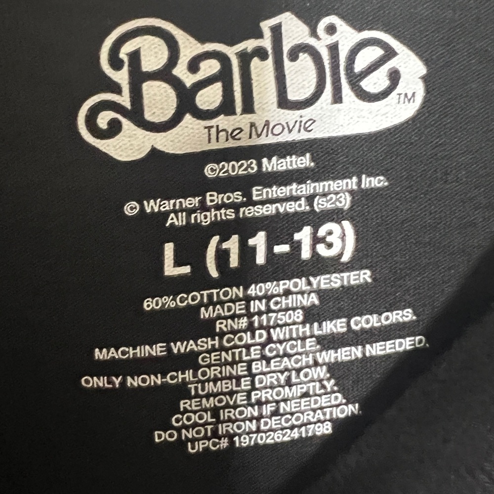🩷 NWT! Barbie Pink Foil Black Tee - Picture 4 of 6